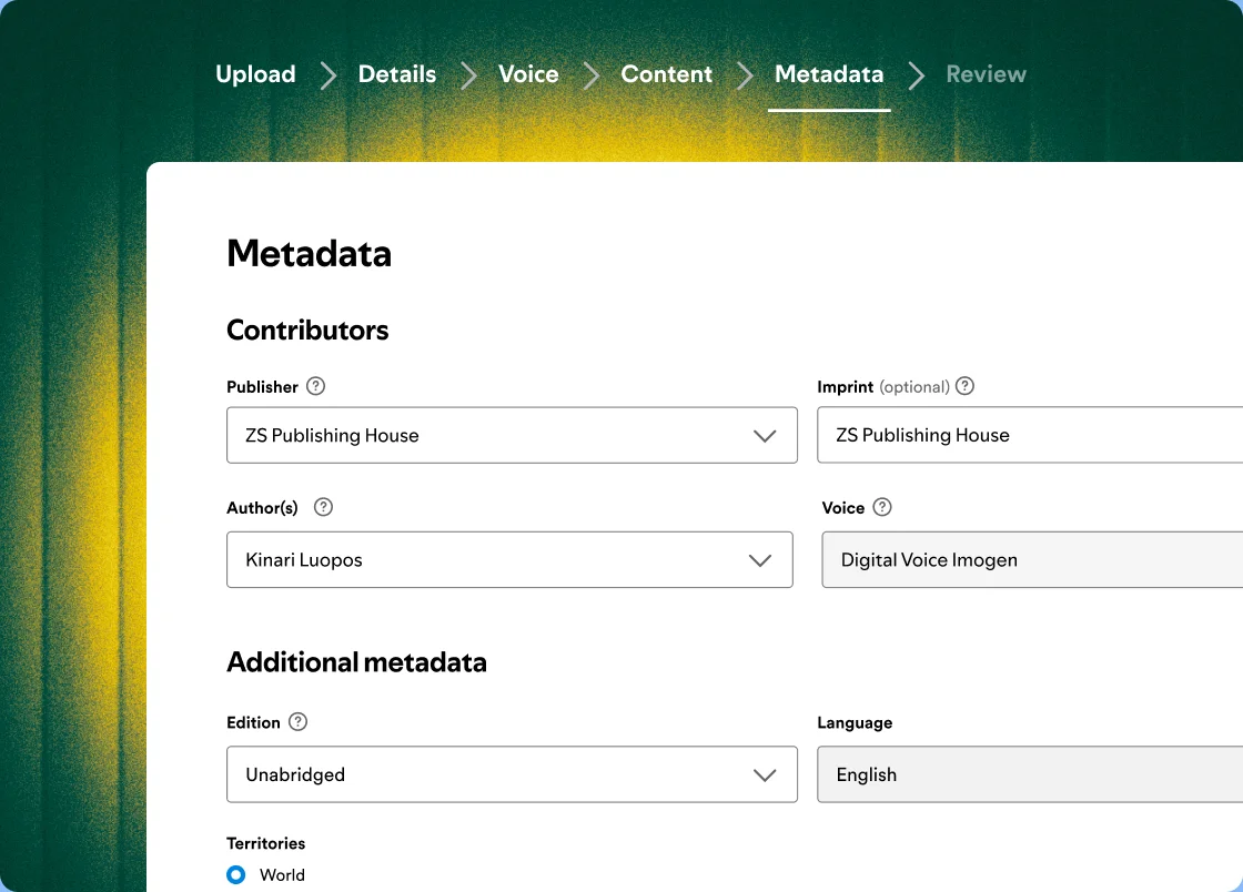 Screenshot of the metadata editing interface